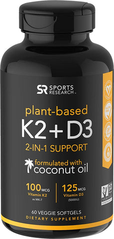 Vitamin K2 + D3 with Organic Coconut Oil for Better Absorption